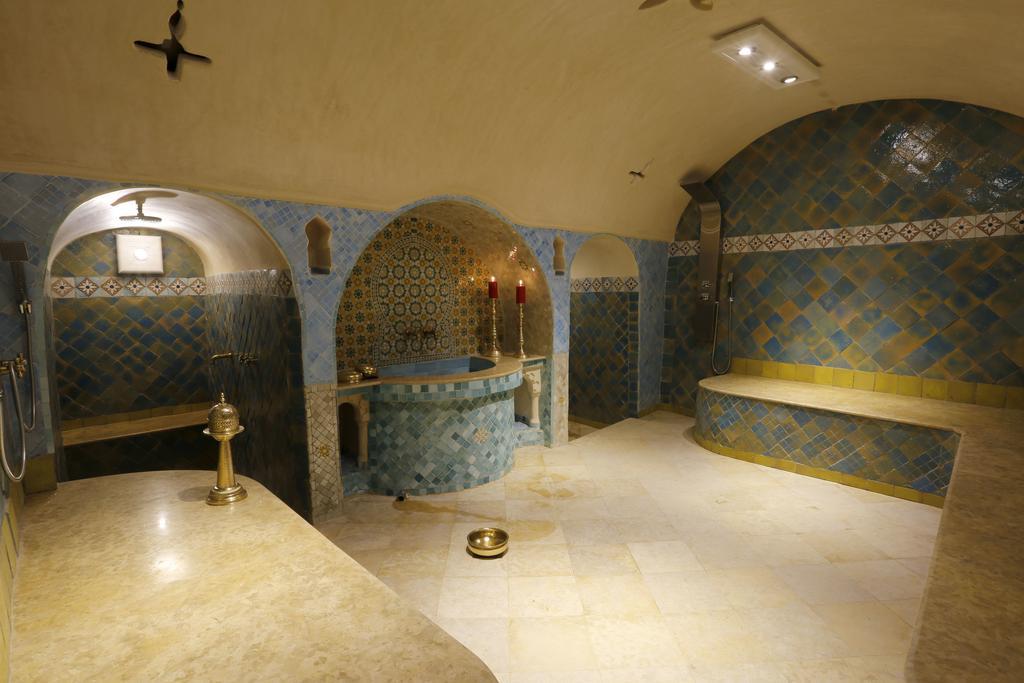 Steam room in a traditional public hammam in Chefchaouen's blue medina